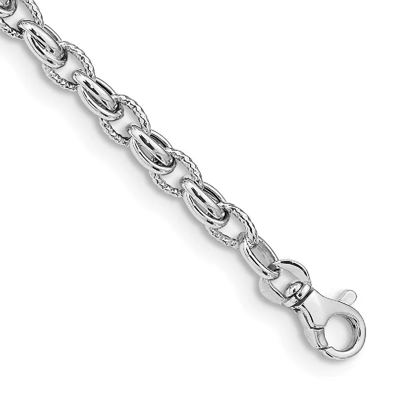 Women’s open bangle-Curata 14k White Gold Polished Fancy Link Bracelet 7.5 Inch