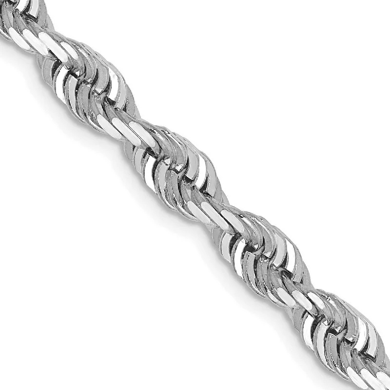 Women’s luxurious bracelet-Women’s infinity bangles-Curata 14k White Gold 7" or 8" 5.0mm Sparkle Cut Quadruple Rope Chain Bracelet