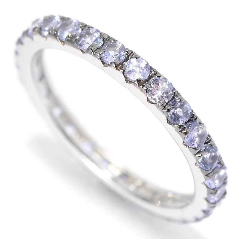 Women’s rose gold gemstone rings-925 Sterling Silver Tanzanite Gemstone Eternity Band Ring