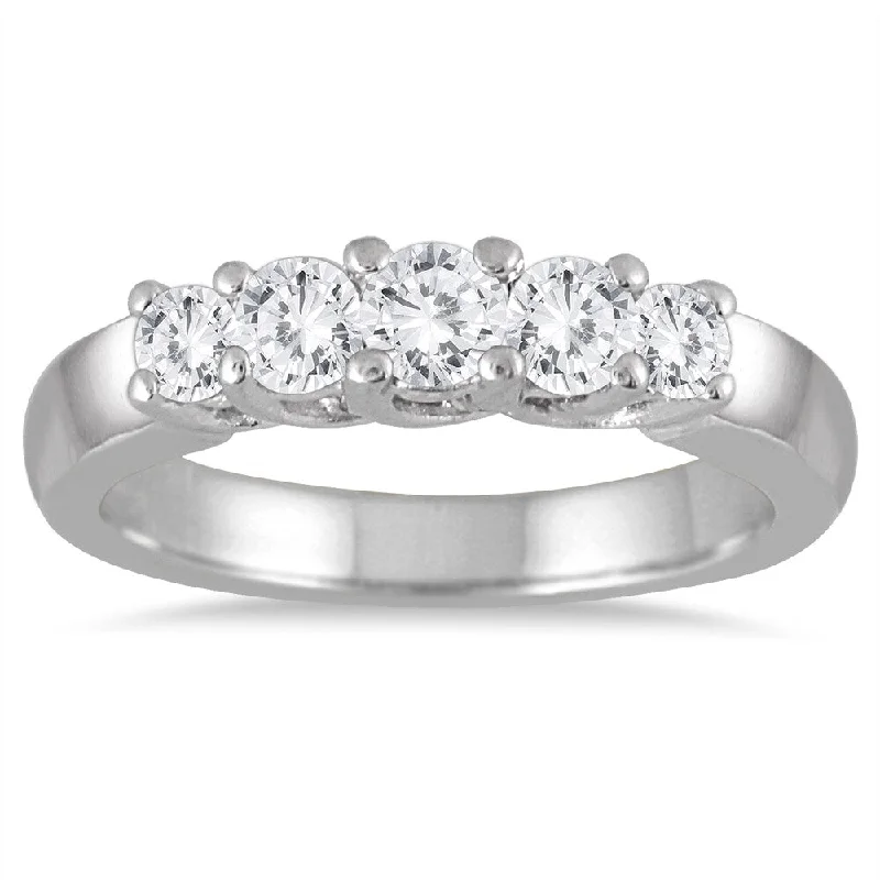 Women’s vintage engagement rings-Marquee Jewels 10k White Gold 3/4ct TDW Diamond 5-stone Ring