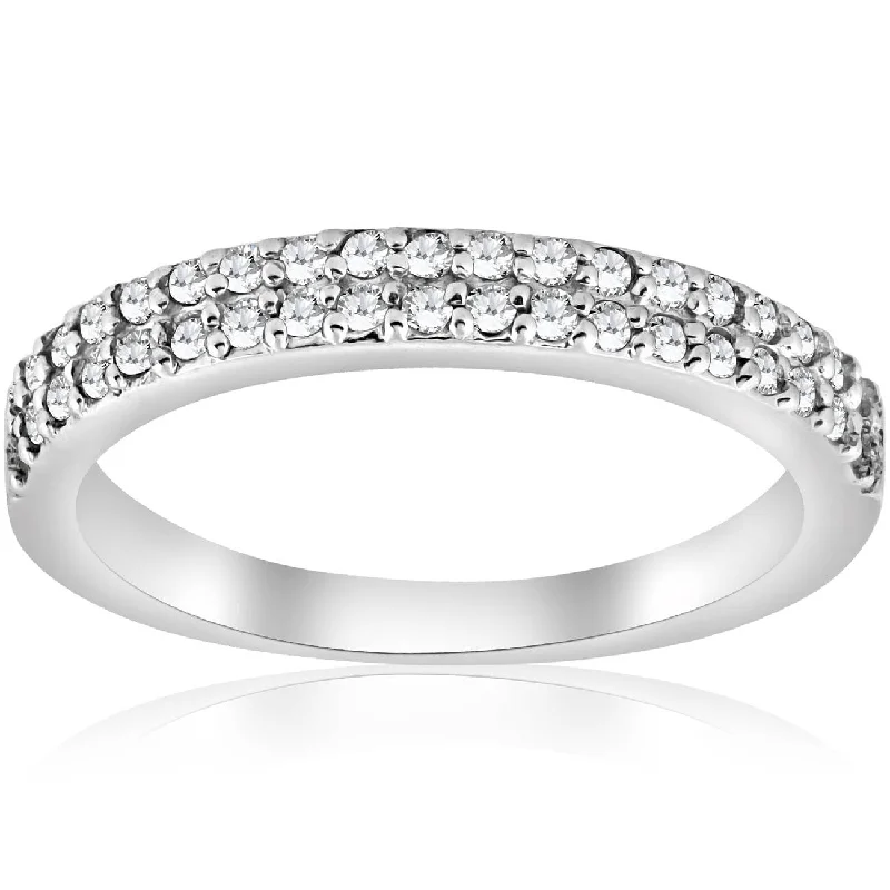 Women’s pearl rings-1/4ct Double Row Diamond Ring White Gold