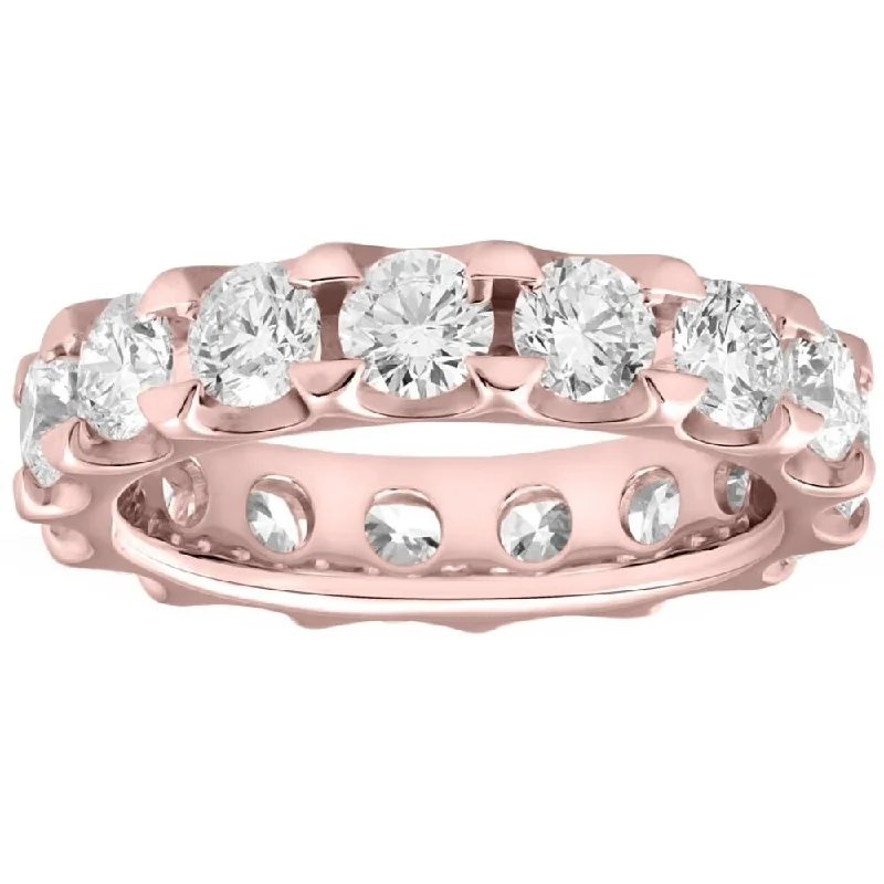 Women’s two-tone rings-VS 5 Carat Diamond Eternity Ring in 10k Rose Gold Lab Grown