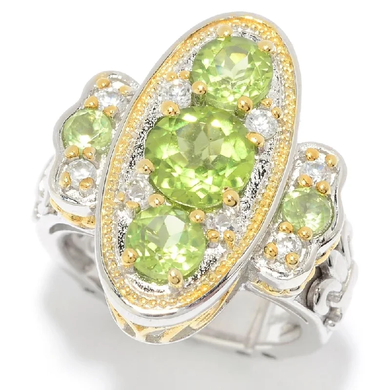 Women’s cushion-cut diamond rings-Sterling Silver 3.01ctw Peridot & White Zircon Shield Ring