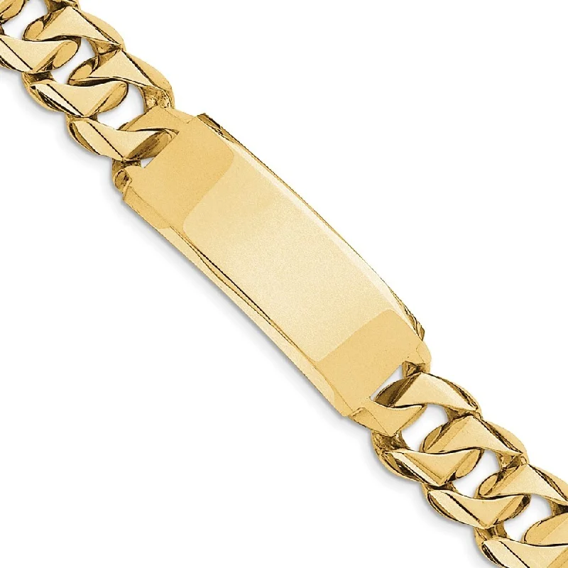 Women’s adjustable bracelet-14k Yellow Gold Hand-polished Heavy Curb Link ID Bracelet, 8.5"