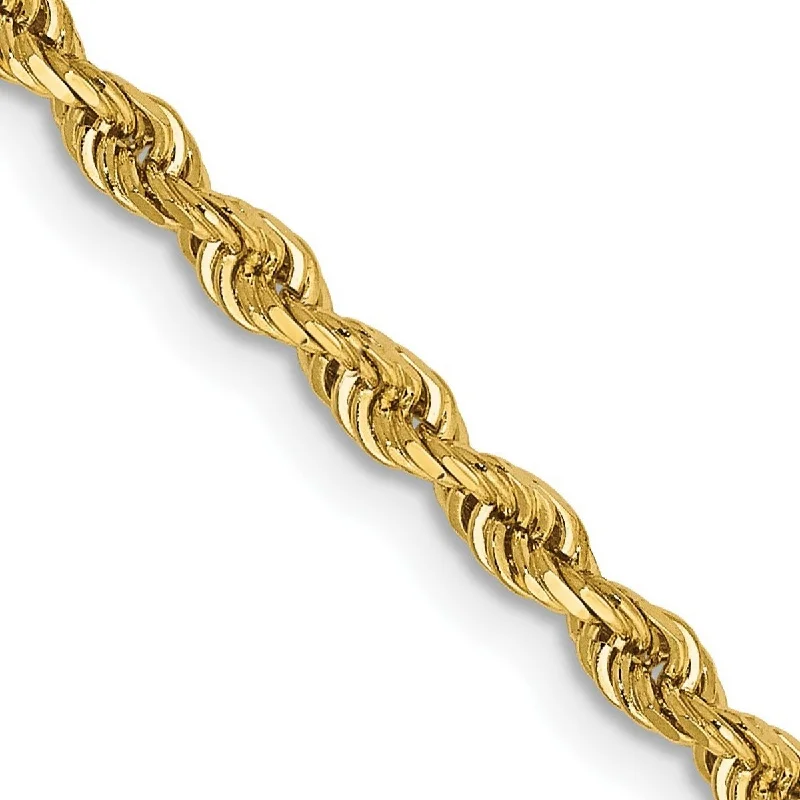 Women’s infinity bracelet-Curata 14k Yellow Gold Solid 2.75mm D Cut Quadruple Rope Chain Bracelet Lobster Claw