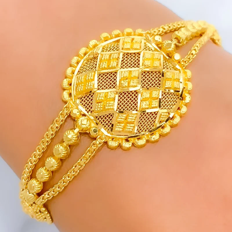 Women’s engraved bracelet-Fancy Checkered Jali Bracelet