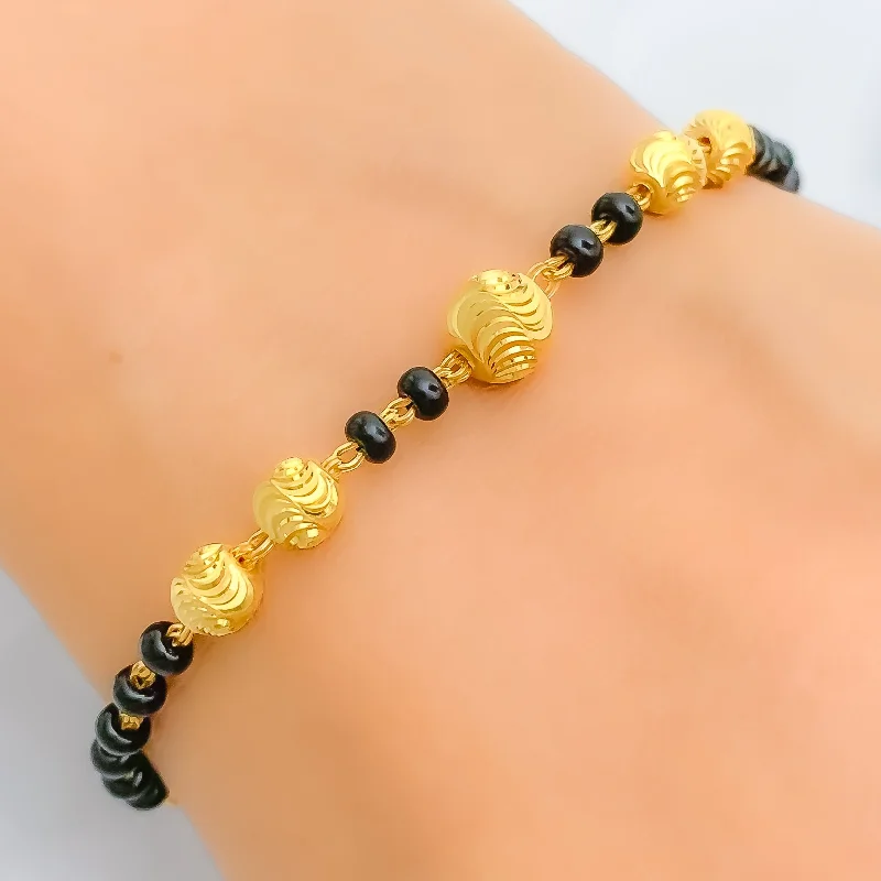 Women’s gemstone bangle-Women’s woven bracelets-Dazzling Black Bead Bracelet