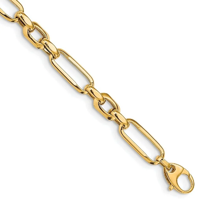 Women’s chic bracelet-Curata 7.82mm 14k Yellow Gold Polished Fancy Link Bracelet 7.5 Inch