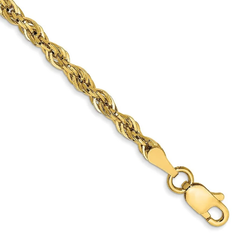 Women’s multi-strand bracelet-Curata 10k Yellow Gold 8" 2.8mm Semi solid Rope Chain Bracelet