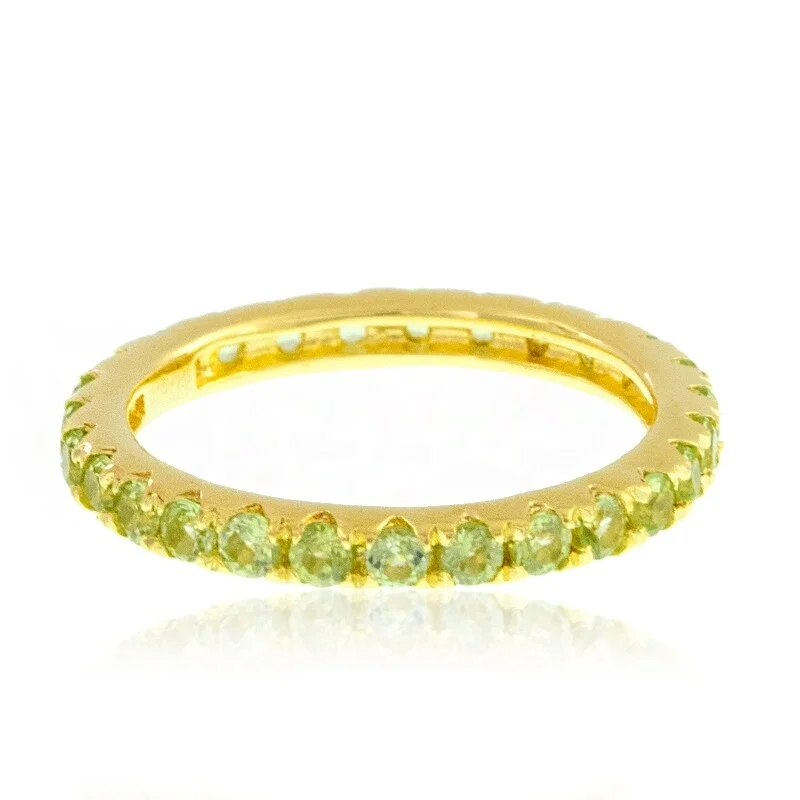 Women’s oval rings-14KT Yellow Gold Peridot Gemstone Eternity Band Ring