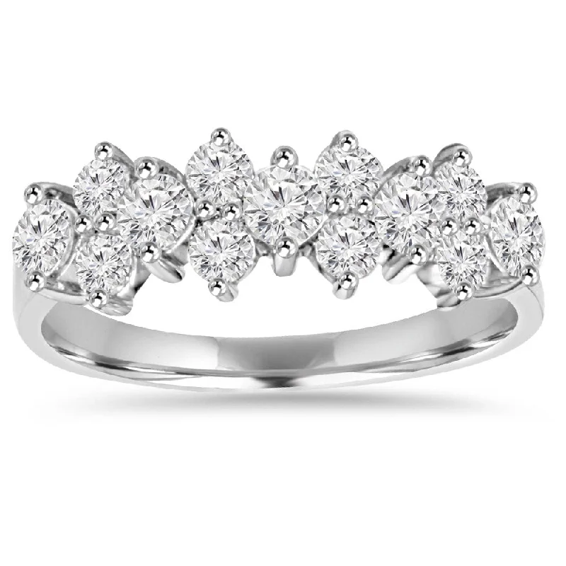 Women’s twisted bands rings-14K White Gold 1 1/ 3ct TDW Diamond Anniversary Ring