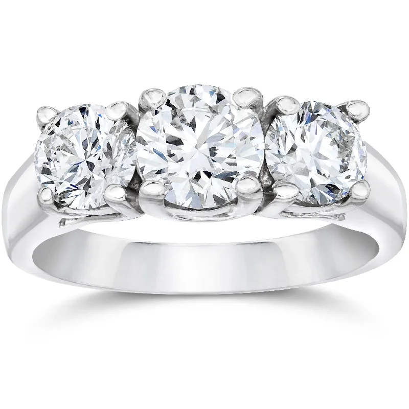 Women’s art-deco rings-2 1/2ct Three Stone Diamond Ring White Gold