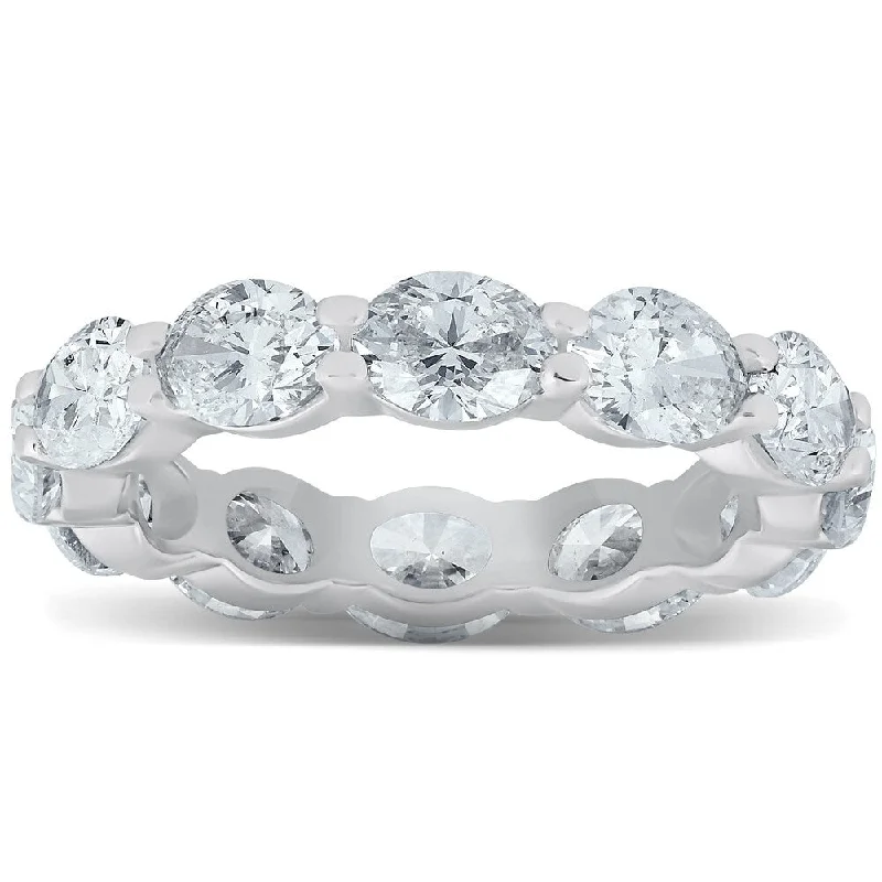 Women’s chunky rings-4 3/4 Ct Oval Diamond Eternity Ring 14k White Gold