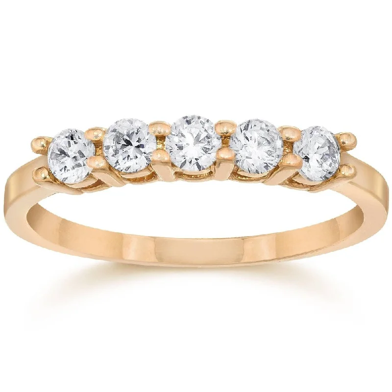 Women’s designer rings-1/2ct Five Stone Diamond Ring 14K Rose Gold