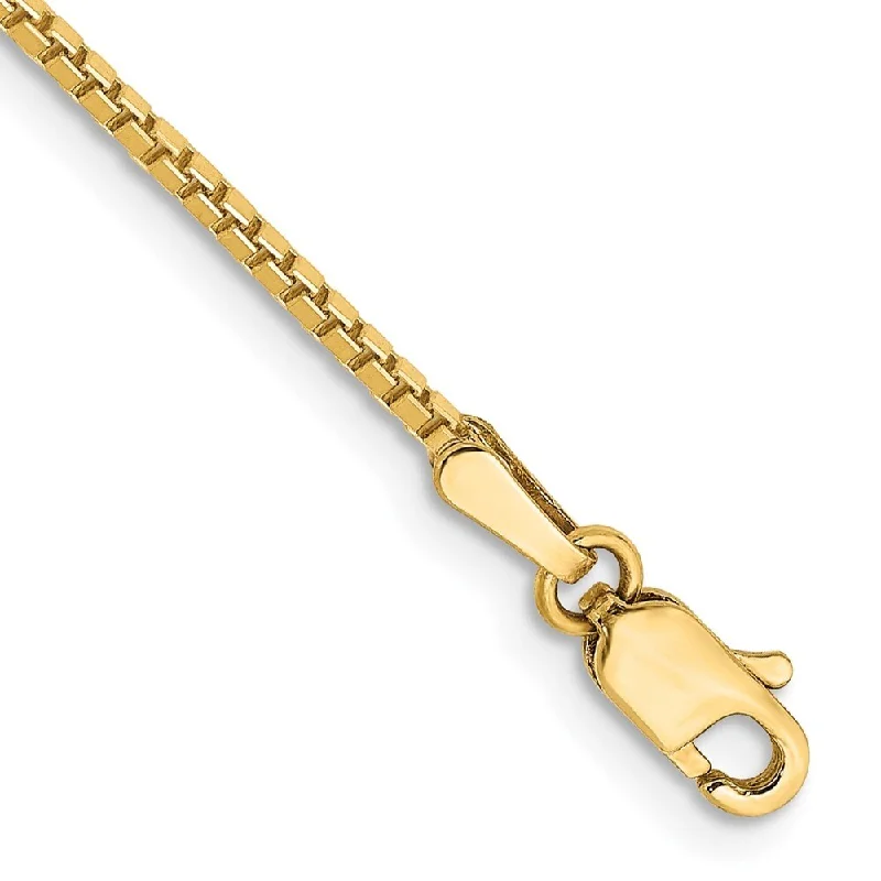 Women’s diamond bracelet-14k Yellow Gold 1.3mm Box Chain Bracelet, 7"