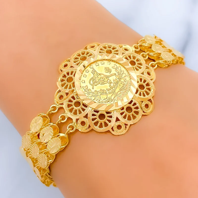 Women’s bamboo bangle-Women’s luxury gold bracelets-Ritzy Stately Dome Bracelet