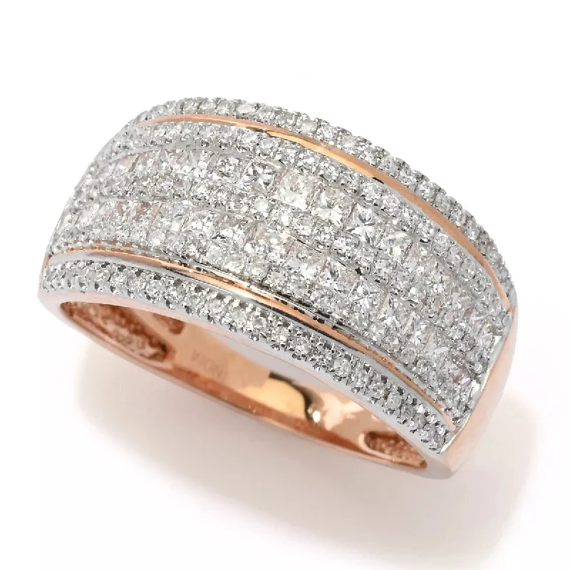 Women’s unique rings-14K Rose Gold 1.00ctw Princess & Round Diamond Ring - Size 7