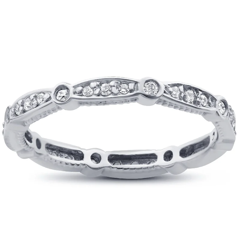 Women’s oval rings-3/8ct Stackable Diamond Eternity Ring White Gold