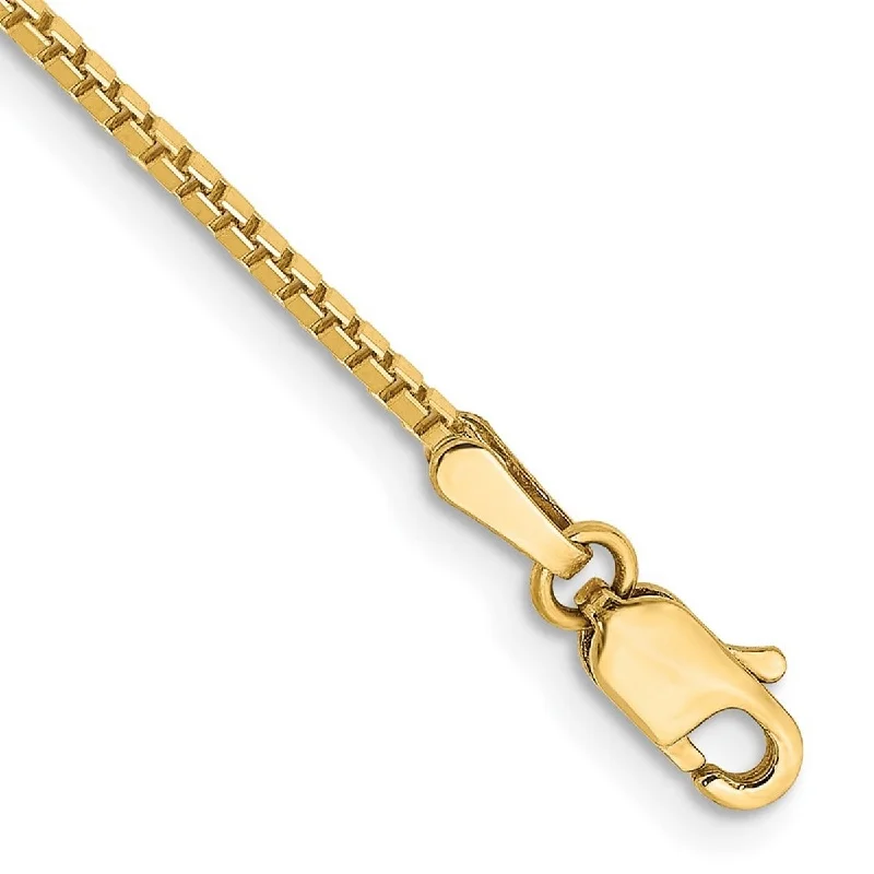 Women’s custom name bracelet-Curata 14k Yellow Gold Polished 1.25mm Box Chain Bracelet 7 Inch Lobster Claw