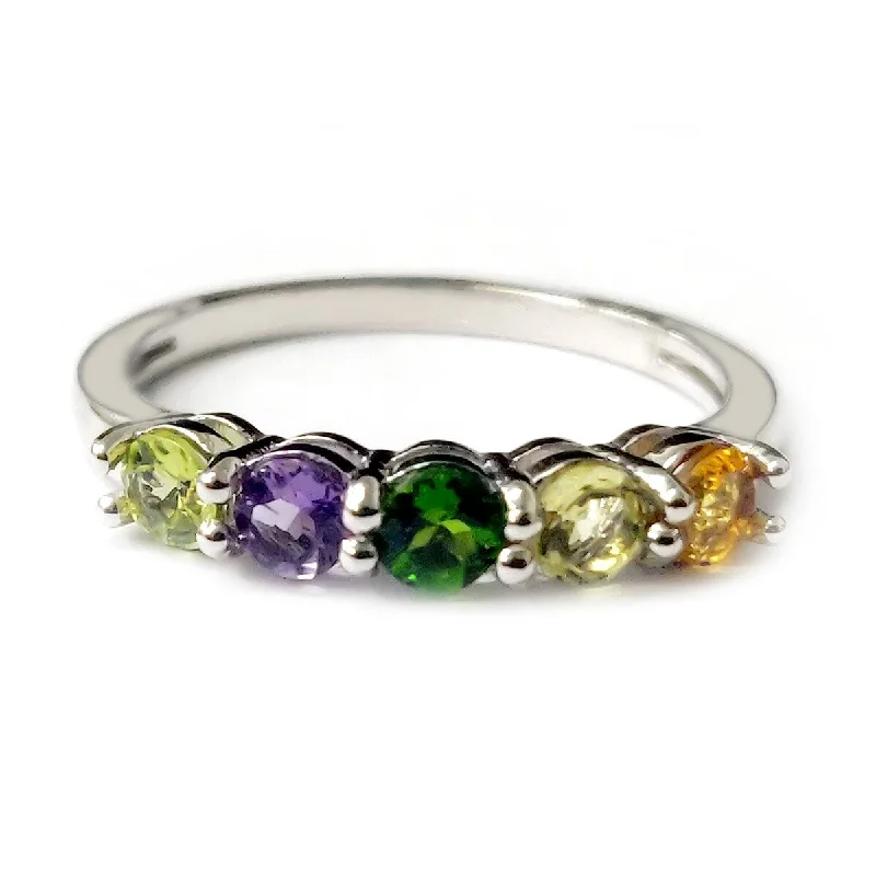 Women’s halo rings-925 Sterling Silver Peridot,Citrine,Lemon Quartz,Brazilian Amethyst Ring