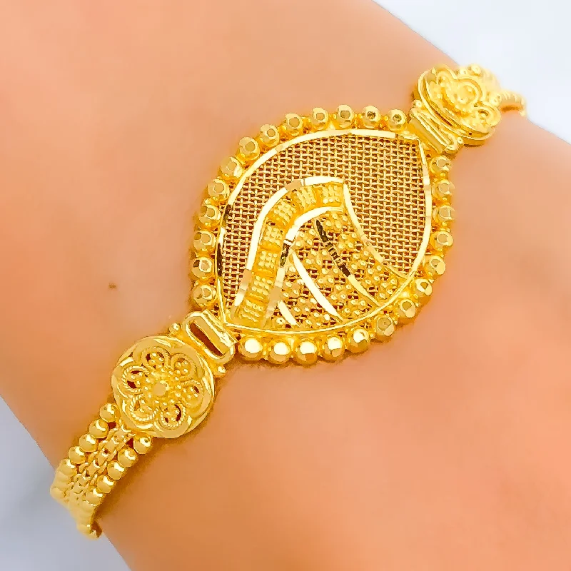 Women’s thick bracelet-Distinct Fancy Netted 22k Gold Bracelet