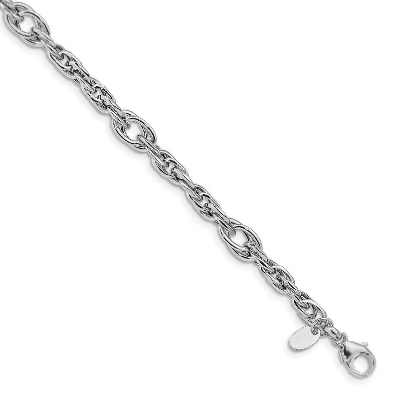 Women’s cuff bracelet-Curata 6mm 14k White Gold Polished Link Bracelet 7.5 Inch