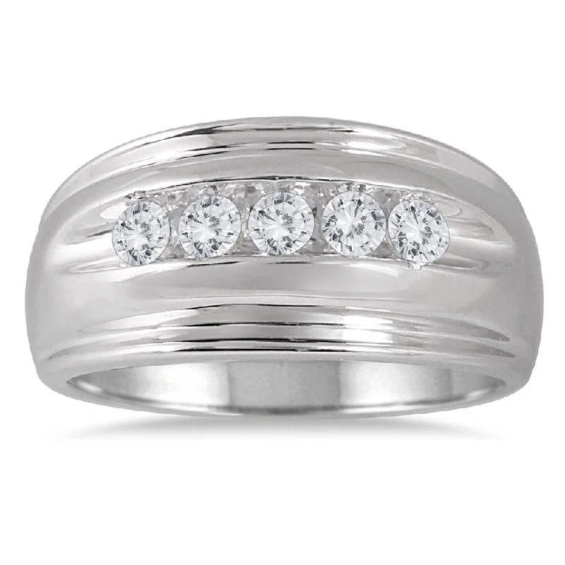 Women’s thick band rings-Marquee Jewels 10k White Gold Men's 1/4ct TDW Diamond 5-stone Ring