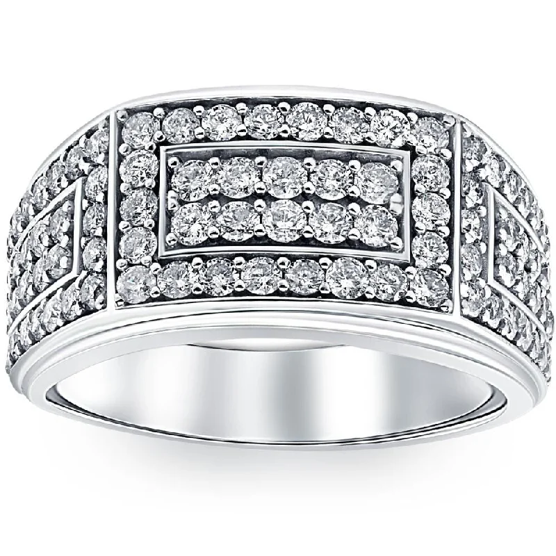 Women’s gold wedding rings-VS 2Ct Lab Grown Diamond Mens Ring in 10k White or Yellow Gold