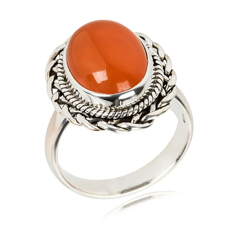 Women’s infinity rings-925 Sterling Silver Carnelian Gemstone Solitaire Ring