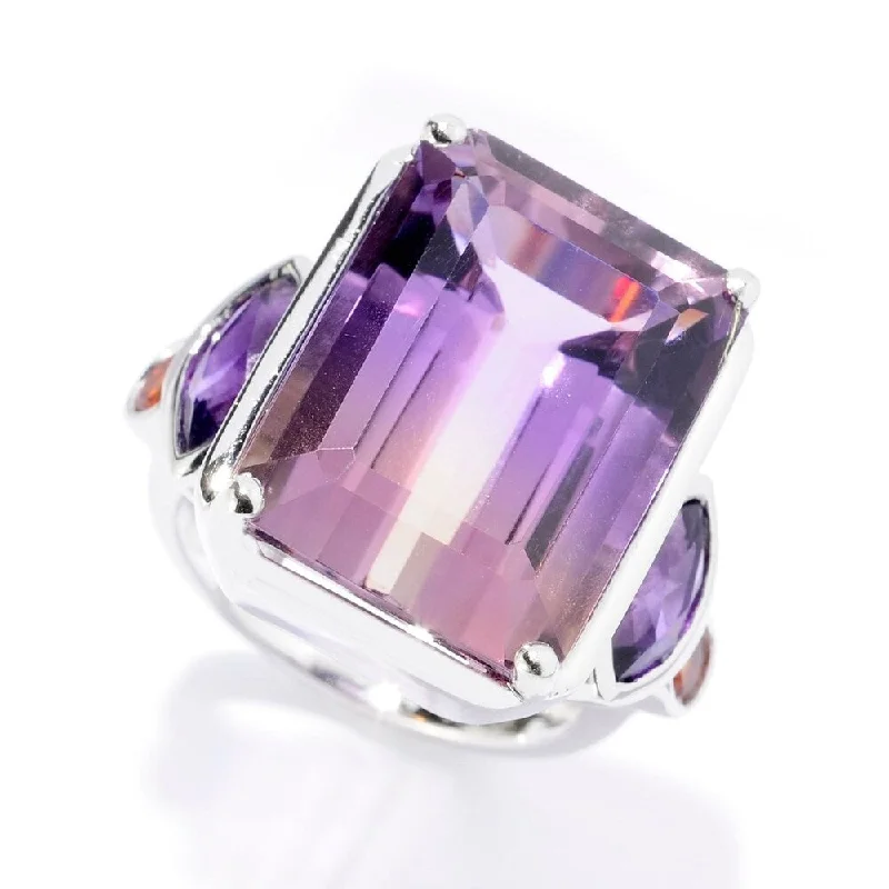 Women’s trendy rings-Sterling Silver 15.18ctw Ametrine, African Amethyst & Citrine Ring