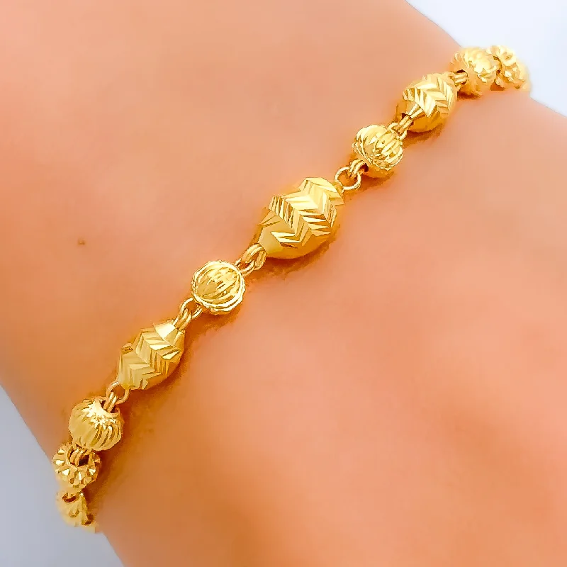 Women’s luxury bangle-Zigzag Barrel 22k Gold Bracelet