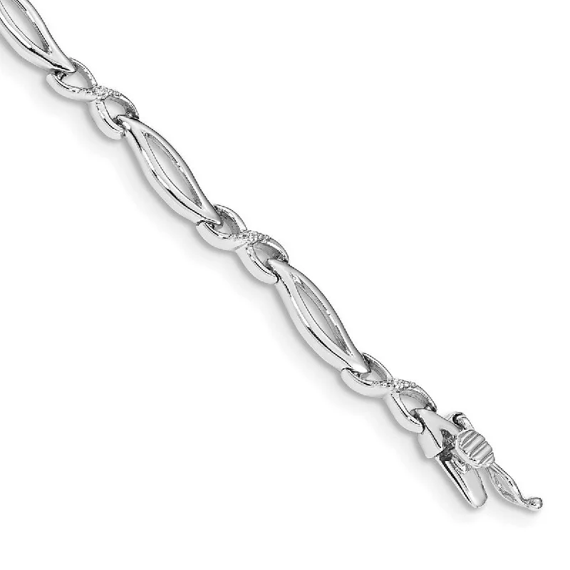 Women’s trendy bracelet-Curata 14k White Gold Diamond 7.5inch Link Bracelet