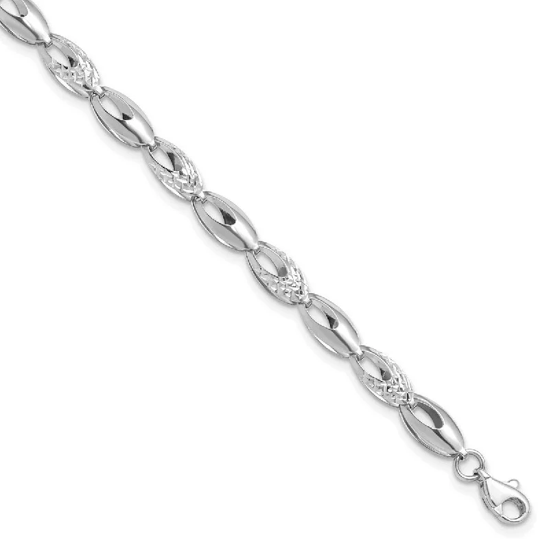 Women’s diamond bracelet-Curata 14k White Gold Fancy Polished and Sparkle Cut Bracelet 7 Inch