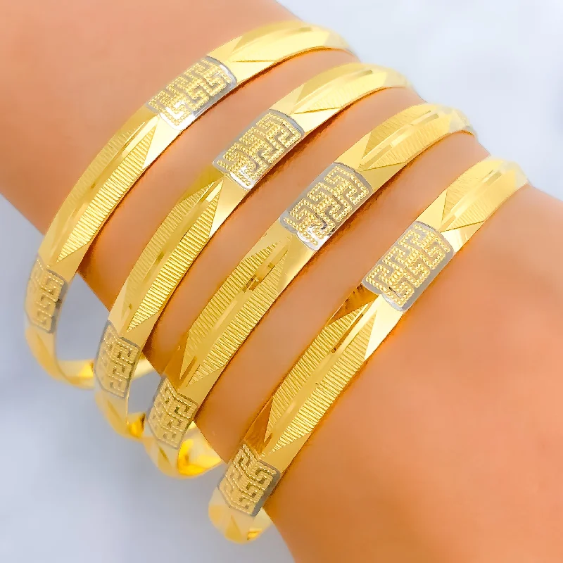 Women’s luxury bangle-Upscale Shimmering 21k Gold Bangle Set