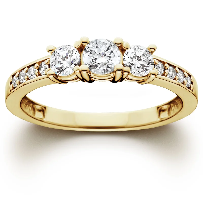 Women’s floral rings-1ct Diamond Three Stone Ring Yellow Gold