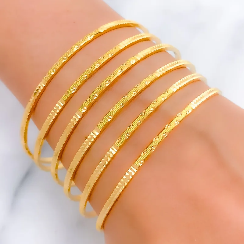 Women’s adjustable bracelet-Women’s vintage bracelets-Glistening Refined 22k Gold Bangles