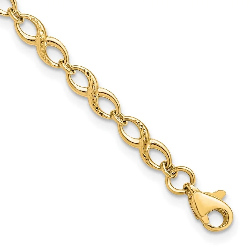 Women’s pearl bracelet-Curata 10k Yellow Gold Infinity Polished Bracelet 7 Inch