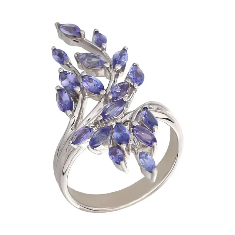 Women’s halo engagement rings-925 Sterling Silver Tanzanite Fancy Ring