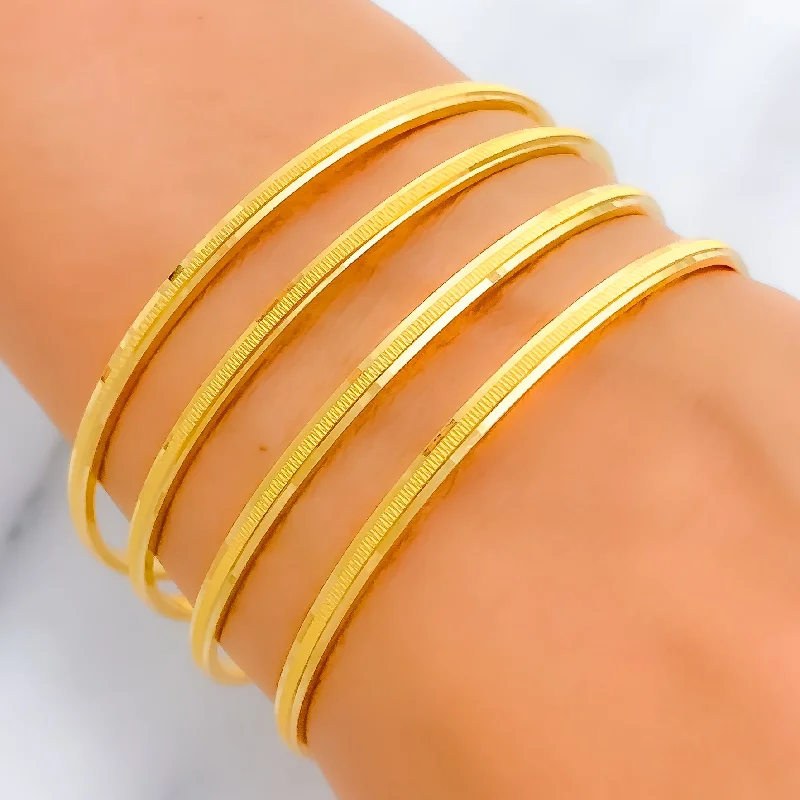 Women’s fashion bracelet-Women’s personalized bracelets-Fine Everyday Gold Bangles Set