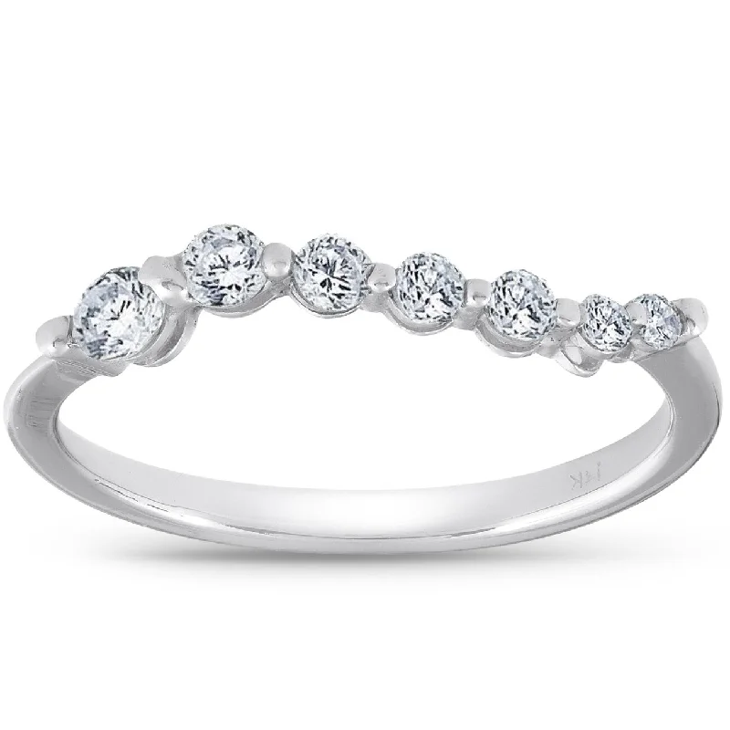 Women’s anniversary rings-1/2ct Diamond Journey Ring White Gold