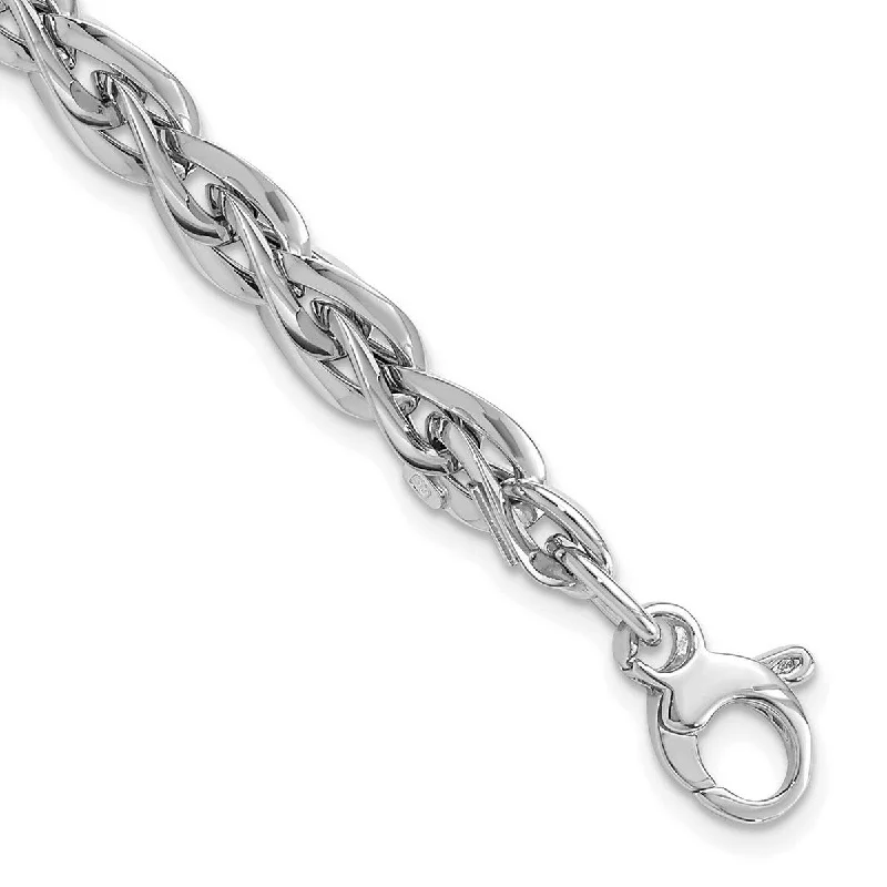 Women’s stackable bracelets-Curata 6mm 14k White Gold Polished Bracelet 7.5 Inch