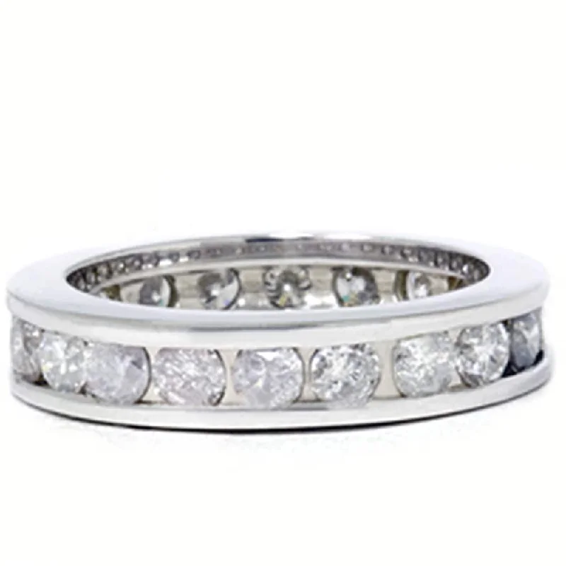 Women’s silver engagement rings-2ct Channel Set Diamond Eternity Ring White Gold