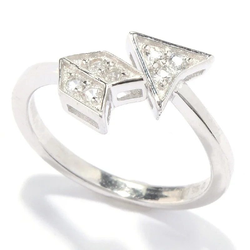 Women’s halo rings-Sterling Silver White Topaz Arrow Toe Ring