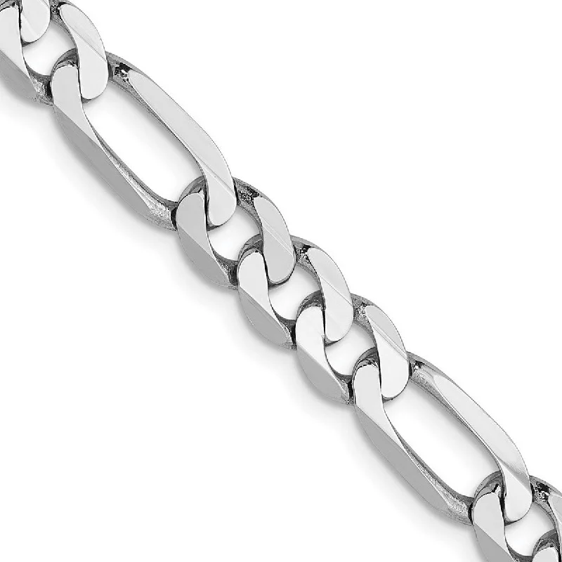 Women’s stacking bracelets-Women’s custom bracelets-Curata 14k White Gold 5.5mm Flat Figaro Chain Bracelet