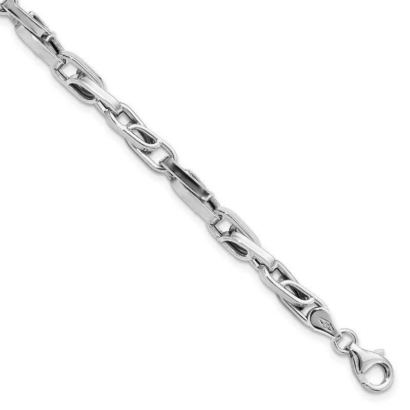 Women’s gemstone charm bracelet-Curata 5mm 14k White Gold Polished Fancy Link Bracelet 8.25 Inch