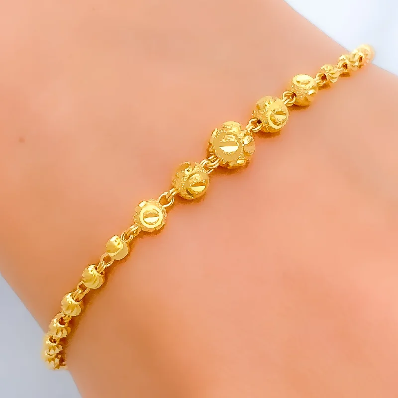 Women’s stacking bracelets-Slender Ball 22k Gold Bracelet