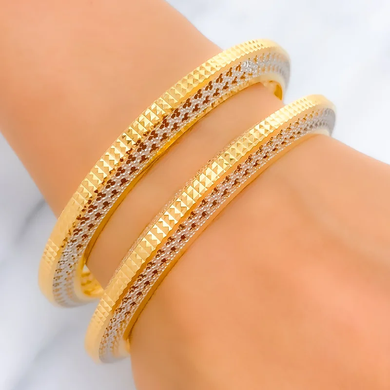 Women’s birthstone bracelet-Women’s vintage bangles-Gorgeous Upscale Bangle Pair