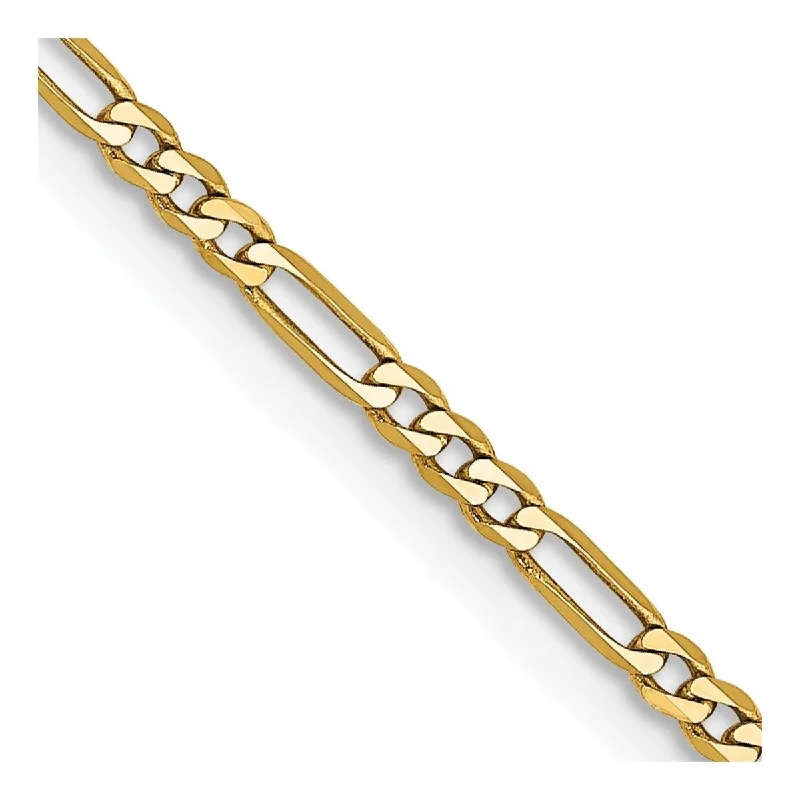 Women’s delicate bracelet-Curata 14k Yellow Gold 1.80mm Flat Figaro Chain Bracelet - 7 Inch