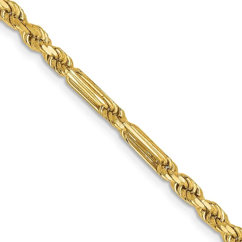 Women’s adjustable bangle-Curata 14k Yellow Gold Solid 3.0mm Milano Rope Chain Bracelet Lobster Claw