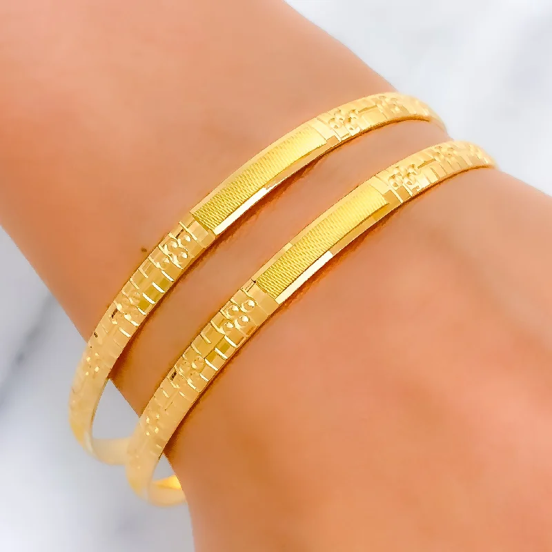 Women’s multi-color bracelet-Women’s retro bracelets-Stylish Everyday 22k Gold Bangle Pair